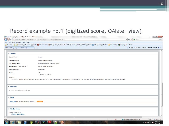 10 Record example no. 1 (digitized score, OAIster view) 