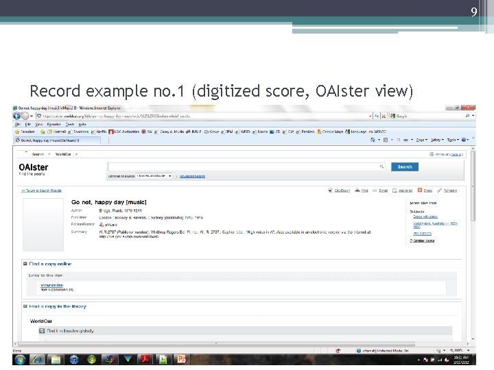 9 Record example no. 1 (digitized score, OAIster view) 