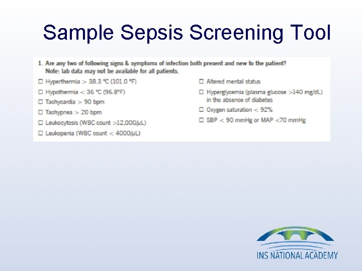Sample Sepsis Screening Tool Sample Sepsis Screening Tool