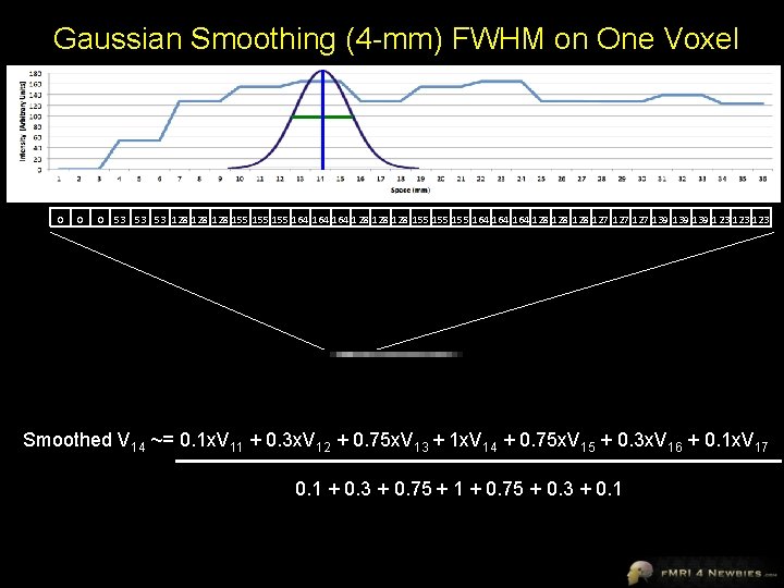 Gaussian Smoothing (4 -mm) FWHM on One Voxel 0 0 0 53 53 53