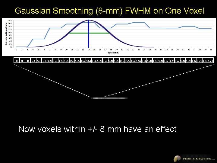 Gaussian Smoothing (8 -mm) FWHM on One Voxel 0 0 0 53 53 53