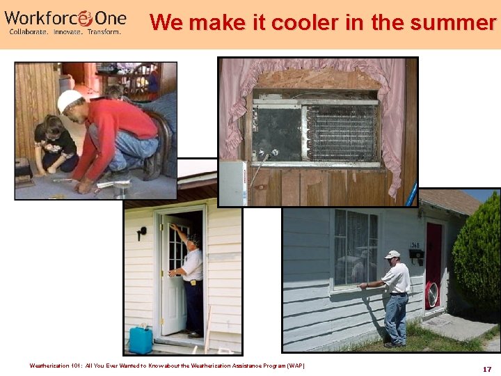 We make it cooler in the summer Weatherization 101: All You Ever Wanted to