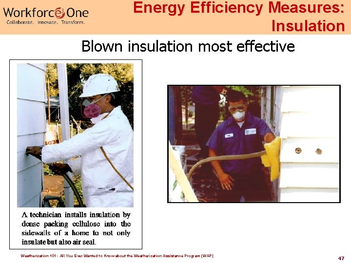 Energy Efficiency Measures: Insulation Blown insulation most effective Weatherization 101: All You Ever Wanted