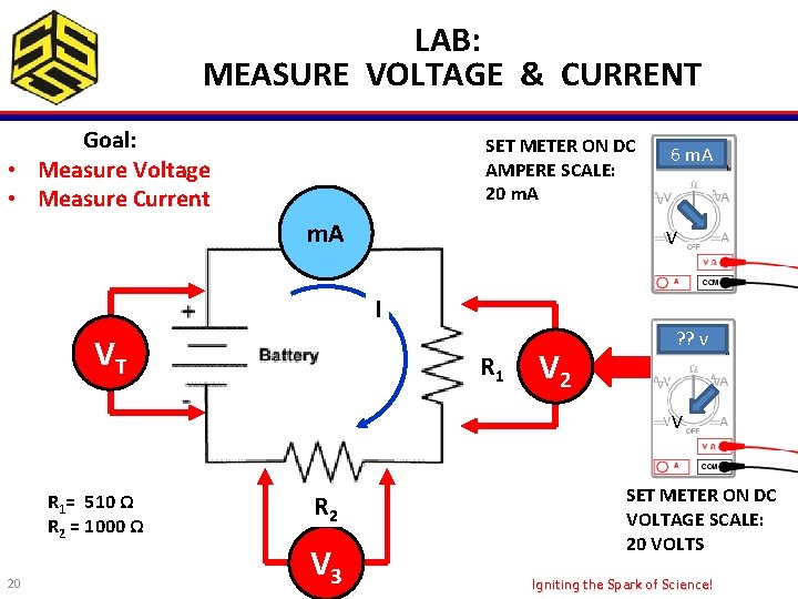 LAB: MEASURE VOLTAGE & CURRENT Goal: • Measure Voltage • Measure Current SET METER