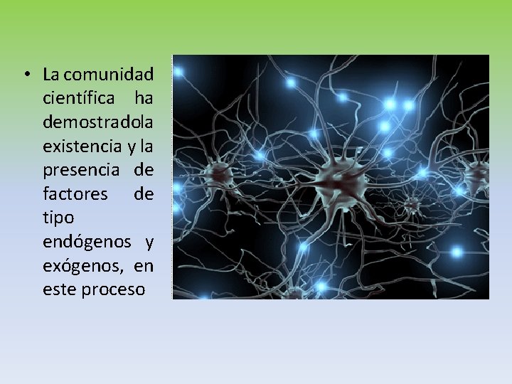 • La comunidad científica ha demostradola existencia y la presencia de factores de • La comunidad científica ha demostradola existencia y la presencia de factores de