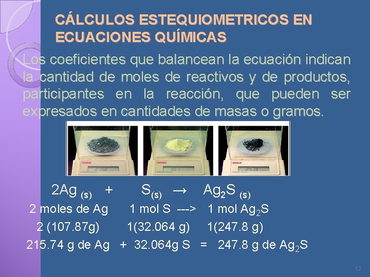 CÁLCULOS ESTEQUIOMETRICOS EN ECUACIONES QUÍMICAS Los coeficientes que balancean la ecuación indican la cantidad