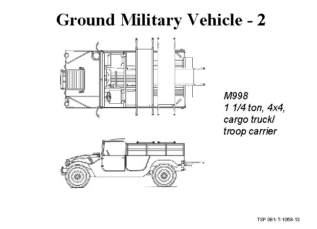 Ground Military Vehicle - 2 M 998 1 1/4 ton, 4 x 4, cargo