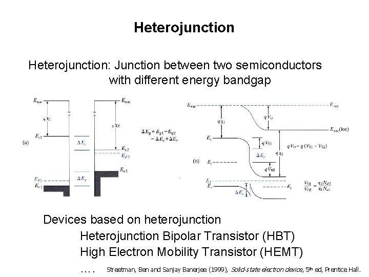 Heterojunction: Junction between two semiconductors with different energy bandgap Devices based on heterojunction Heterojunction