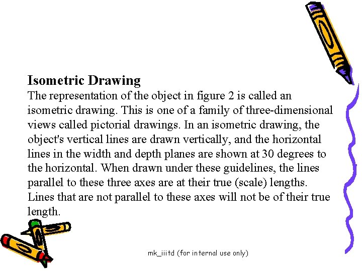 Isometric Drawing The representation of the object in figure 2 is called an isometric