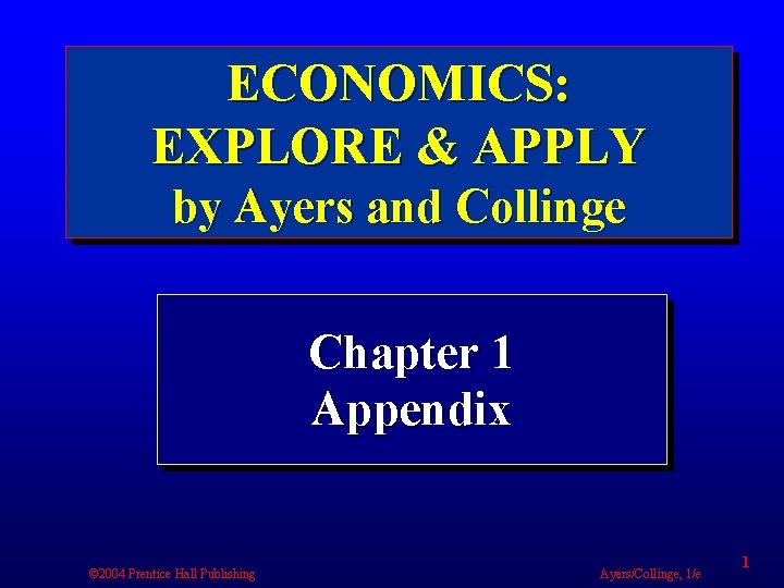 ECONOMICS: EXPLORE & APPLY by Ayers and Collinge Chapter 1 Appendix © 2004 Prentice