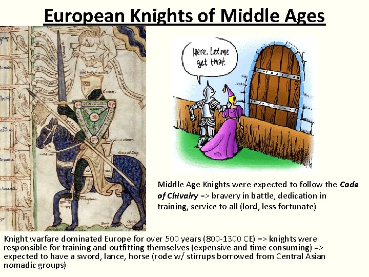 European Knights of Middle Ages Middle Age Knights were expected to follow the Code