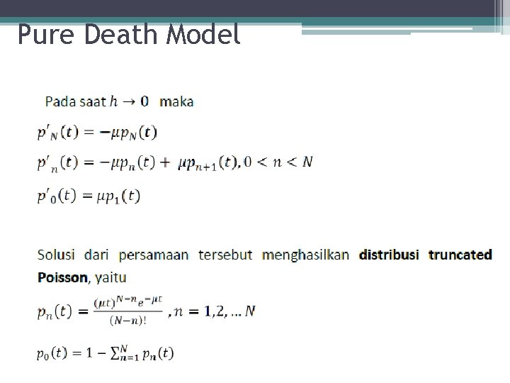Pure Death Process Mata Kuliah Penelitian Operasional II Sumber HAMDY A