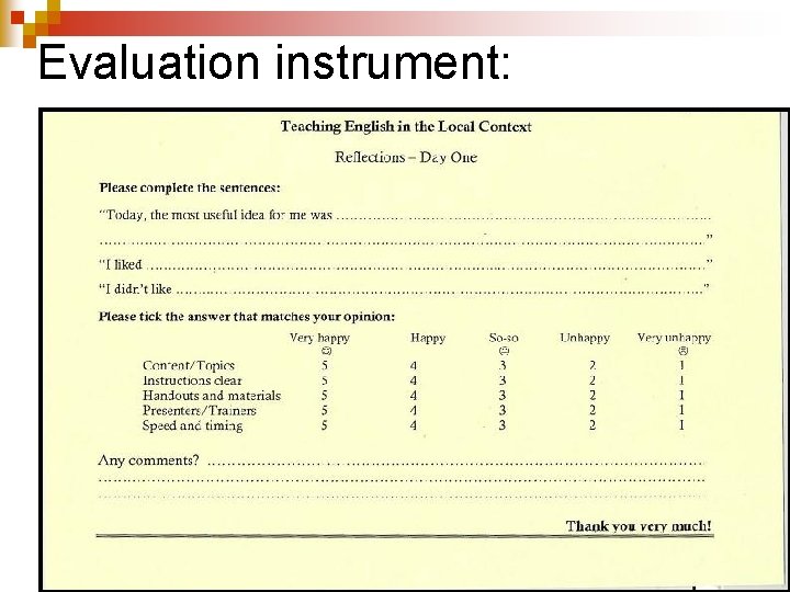 Evaluation instrument: 