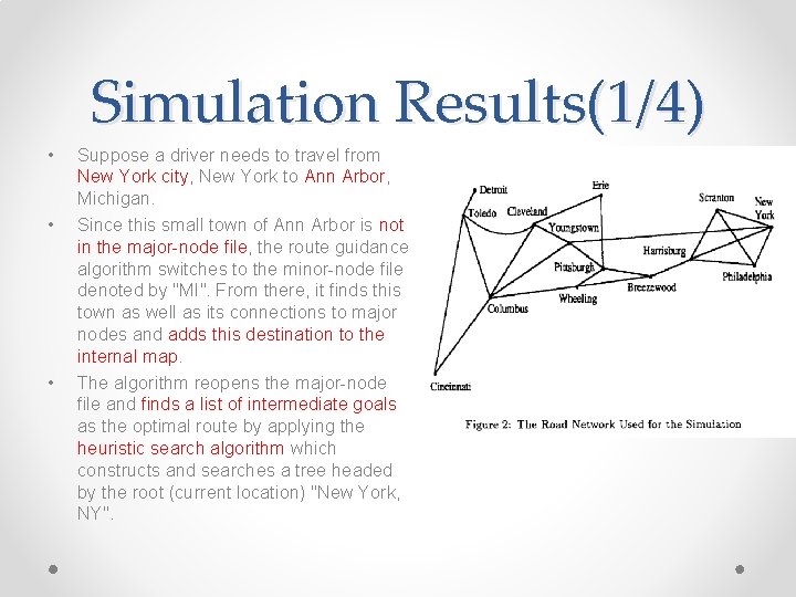 Simulation Results(1/4) • • • Suppose a driver needs to travel from New York Simulation Results(1/4) • • • Suppose a driver needs to travel from New York