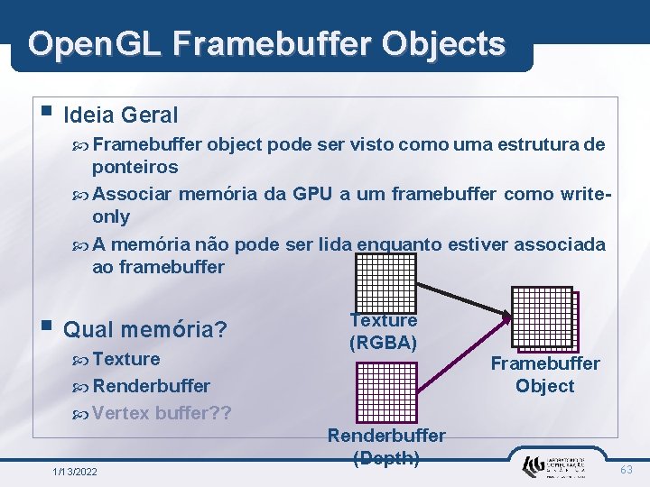 Open. GL Framebuffer Objects § Ideia Geral Framebuffer object pode ser visto como uma