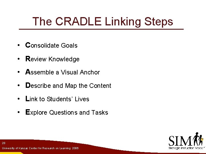 The CRADLE Linking Steps • Consolidate Goals • Review Knowledge • Assemble a Visual