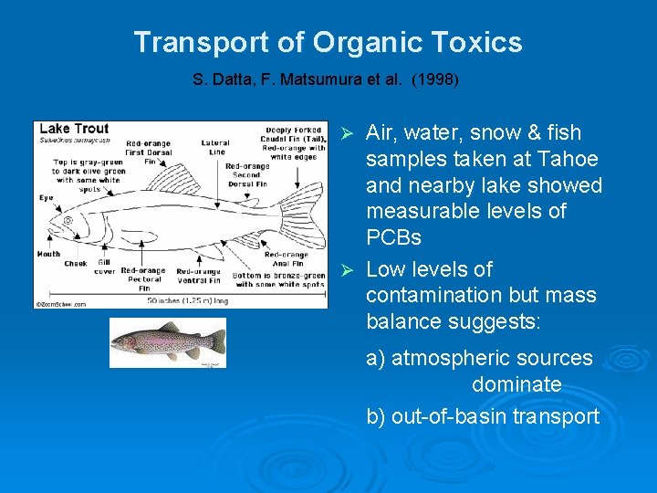 Transport of Organic Toxics S. Datta, F. Matsumura et al. (1998) Air, water, snow