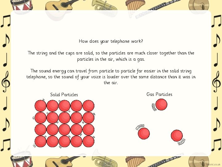 How does your telephone work? The string and the cups are solid, so the