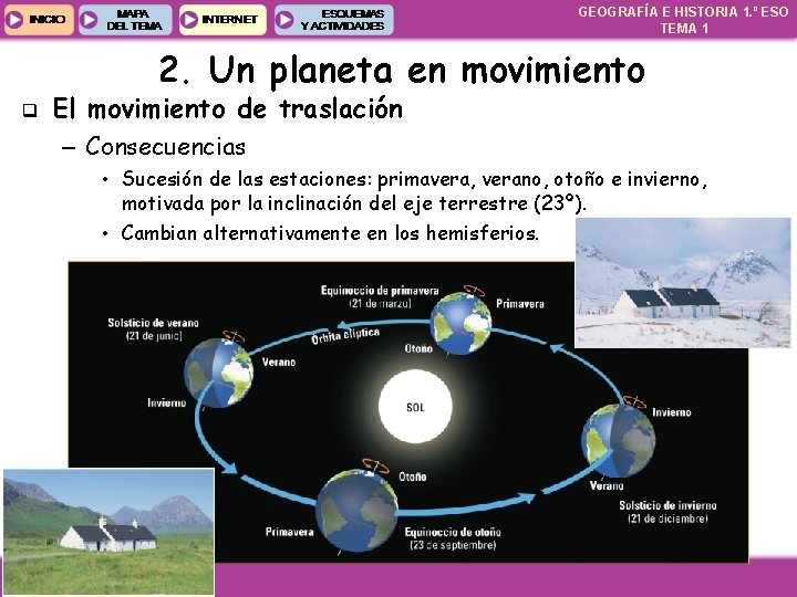 GEOGRAFÍA E HISTORIA 1. º ESO TEMA 1 2. Un planeta en movimiento q