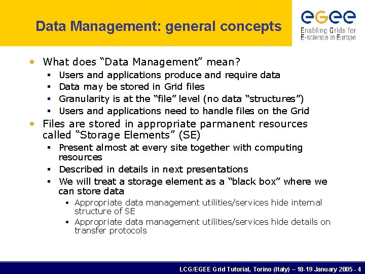Data Management: general concepts • What does “Data Management” mean? § § Users and