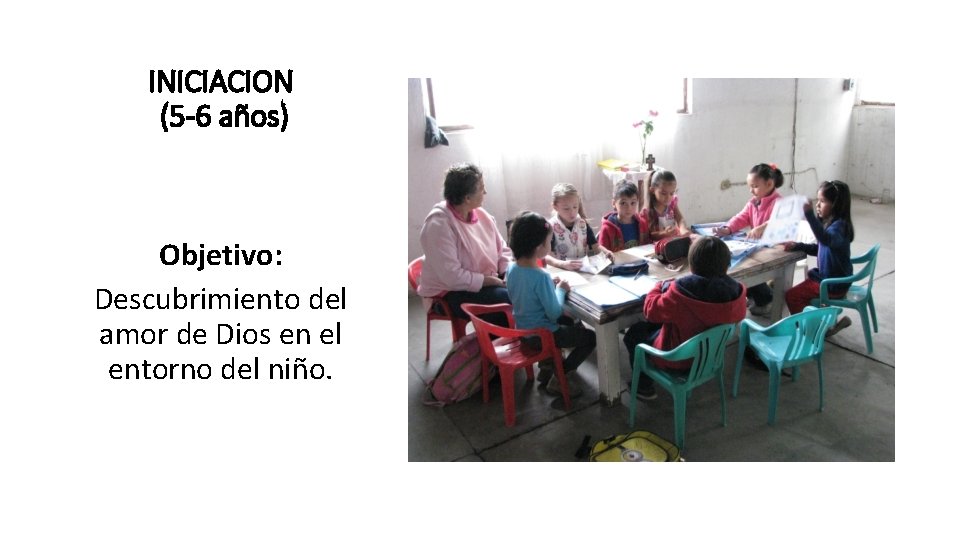 INICIACION (5 -6 años) Objetivo: Descubrimiento del amor de Dios en el entorno del