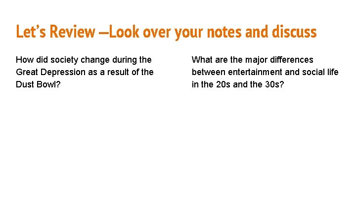 Look Over Notes Lets Review Look over your notes and discuss