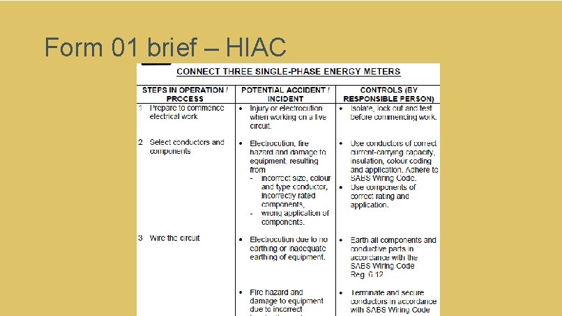 Form 01 brief – HIAC 