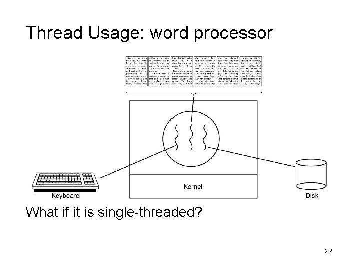 Thread Usage: word processor What if it is single-threaded? 22 