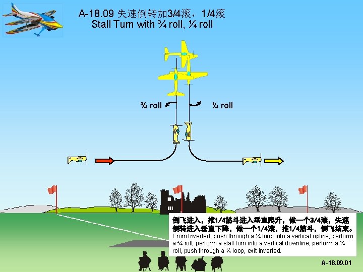 A-18. 09 失速倒转加 3/4滚，1/4滚 Stall Turn with ¾ roll, ¼ roll ¾ roll ¼