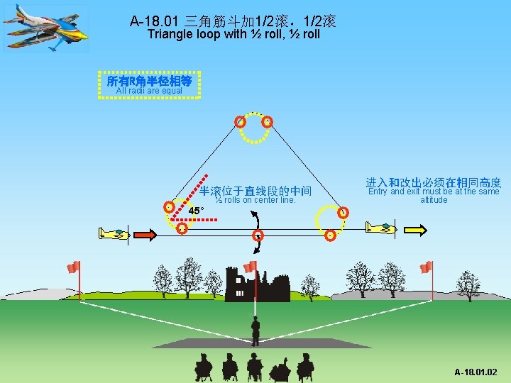 A-18. 01 三角筋斗加 1/2滚，1/2滚 Triangle loop with ½ roll, ½ roll 所有R角半径相等 All radii