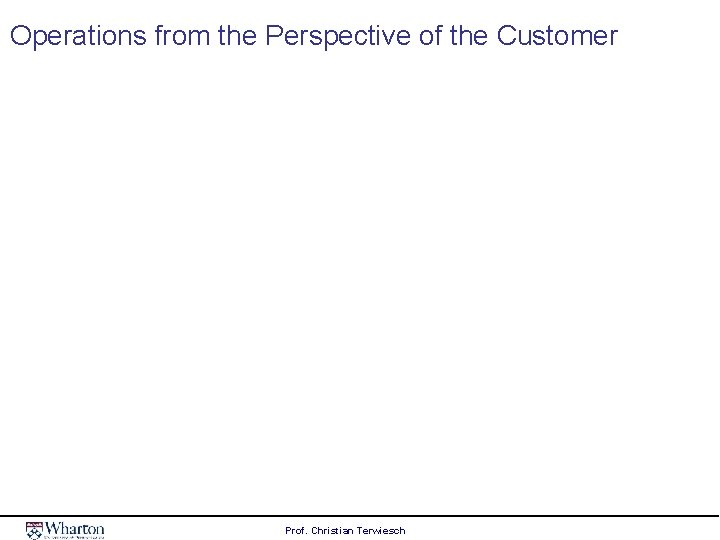 Operations from the Perspective of the Customer Prof. Christian Terwiesch 
