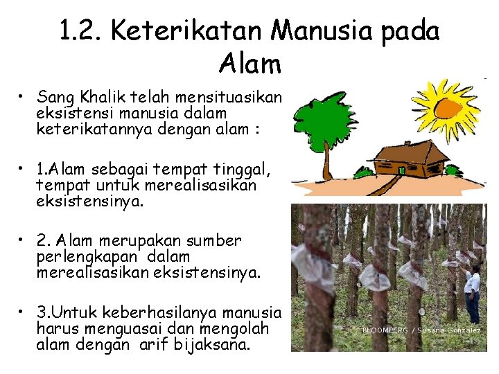 1. 2. Keterikatan Manusia pada Alam • Sang Khalik telah mensituasikan eksistensi manusia dalam