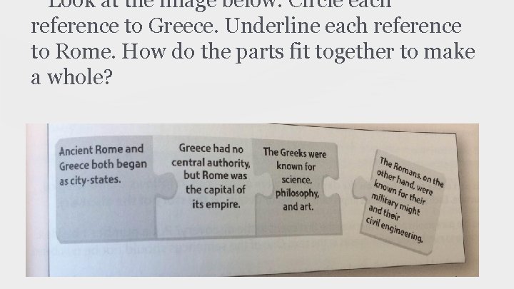 Look at the image below. Circle each reference to Greece. Underline each reference to