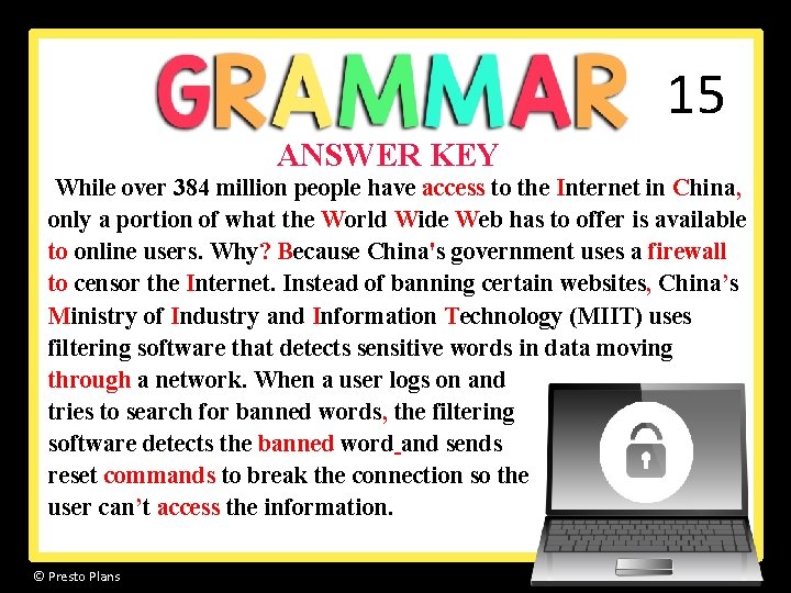 15 ANSWER KEY While over 384 million people have access to the Internet in 15 ANSWER KEY While over 384 million people have access to the Internet in