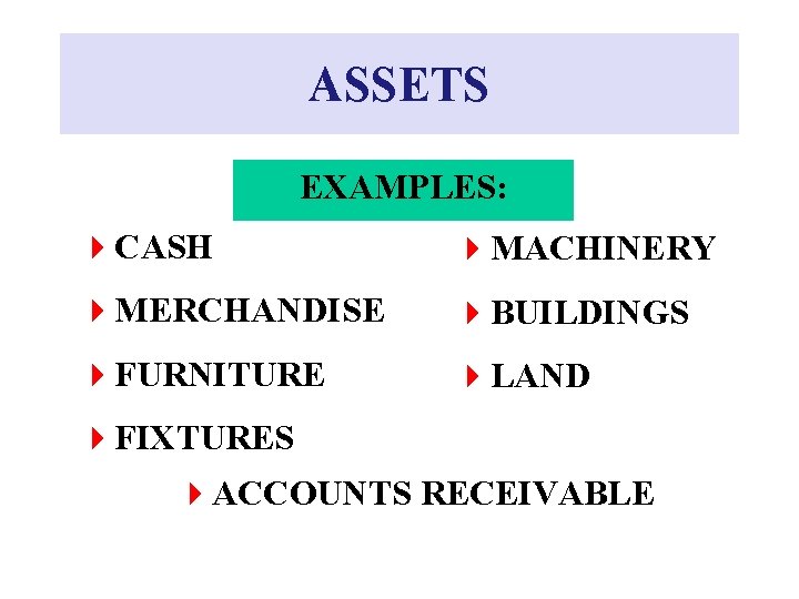 Ordinary Assets Examples CHAPTER TWO ANALYZING TRANSACTIONS The Accounting Equation BUSINESS