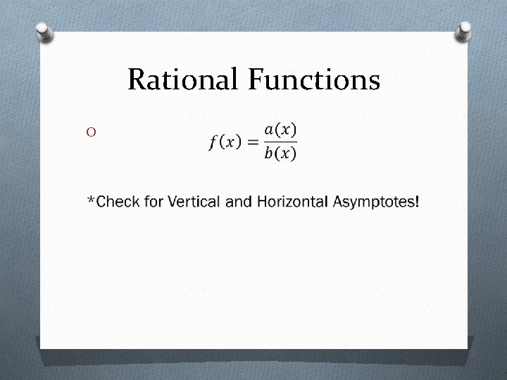 Rational Functions O 