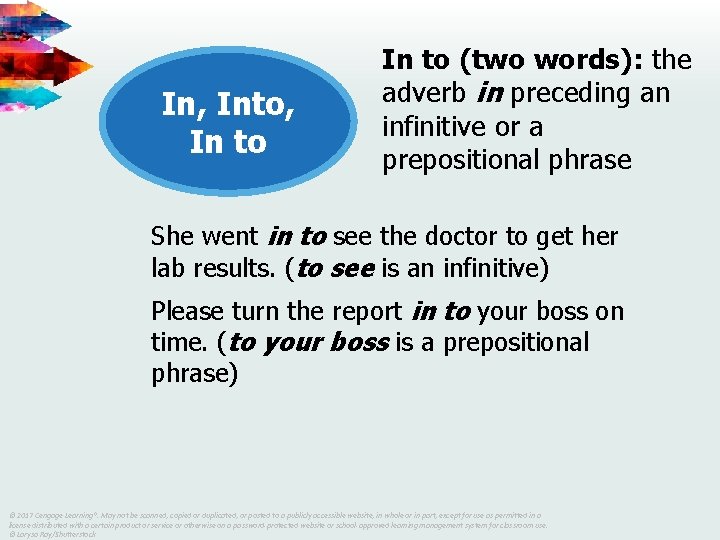 In, Into, In to (two words): the adverb in preceding an infinitive or a