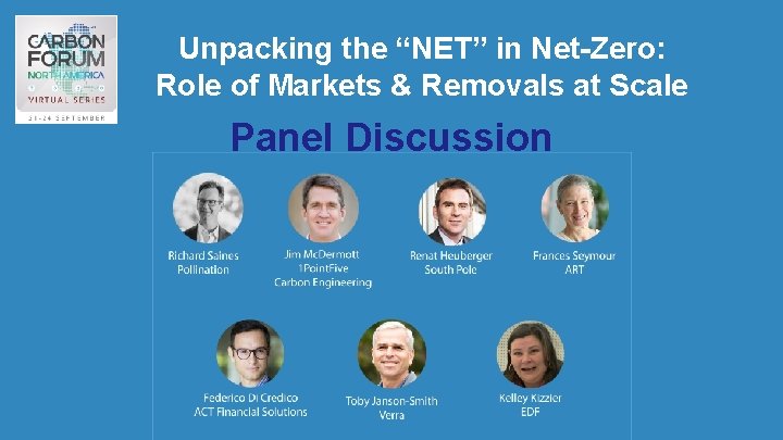 Unpacking the “NET” in Net-Zero: Role of Markets & Removals at Scale Panel Discussion