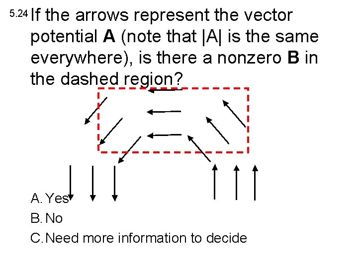 5. 24 If the arrows represent the vector potential A (note that |A| is 5. 24 If the arrows represent the vector potential A (note that |A| is