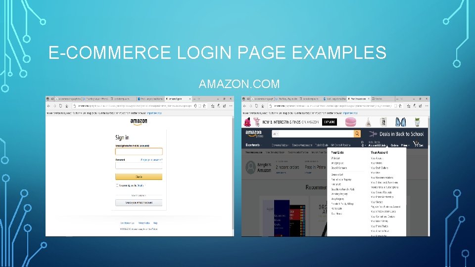 E-COMMERCE LOGIN PAGE EXAMPLES AMAZON. COM 