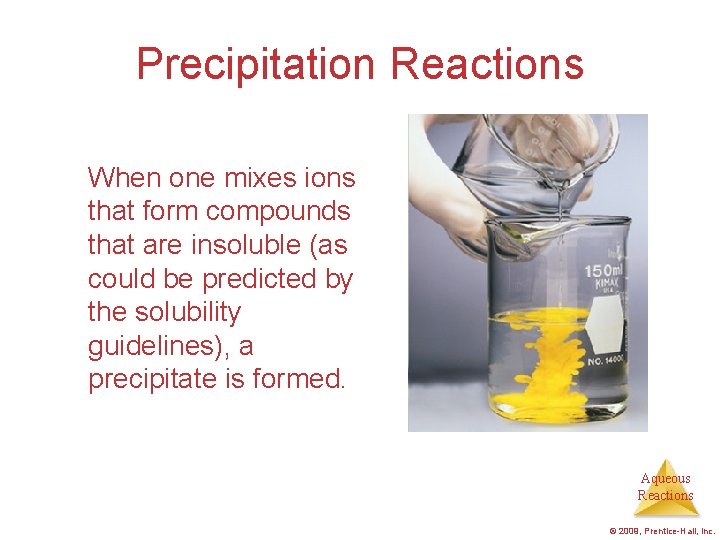 Precipitation Reactions When one mixes ions that form compounds that are insoluble (as could