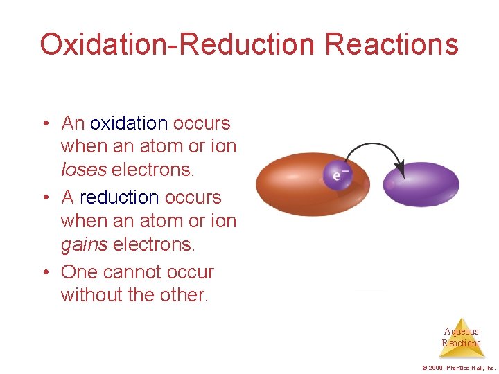 Oxidation-Reduction Reactions • An oxidation occurs when an atom or ion loses electrons. •