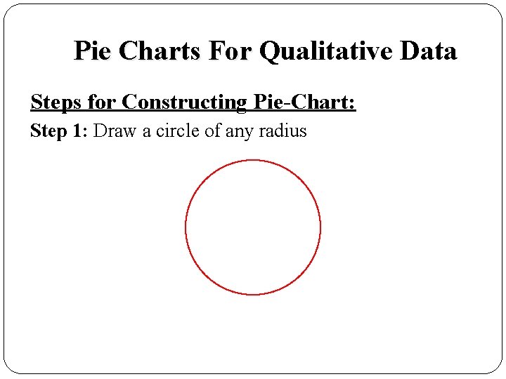 Pie Charts For Qualitative Data Steps for Constructing Pie-Chart: Step 1: Draw a circle
