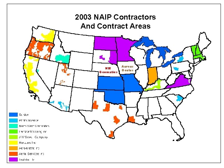 2003 NAIP Contractors And Contract Areas NW Geomatics Aureus Oculus 