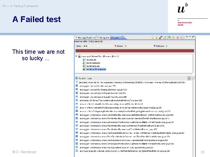 P 2 — A Testing Framework A Failed test This time we are not