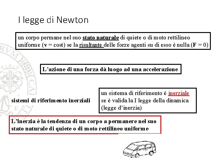 I legge di Newton un corpo permane nel suo stato naturale di quiete o