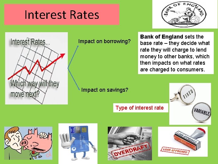 Interest Rates Impact on borrowing? Bank of England sets the base rate – they