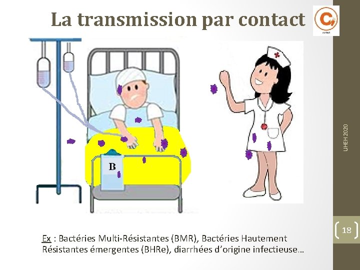 UHEH 2020 La transmission par contact Ex : Bactéries Multi-Résistantes (BMR), Bactéries Hautement Résistantes