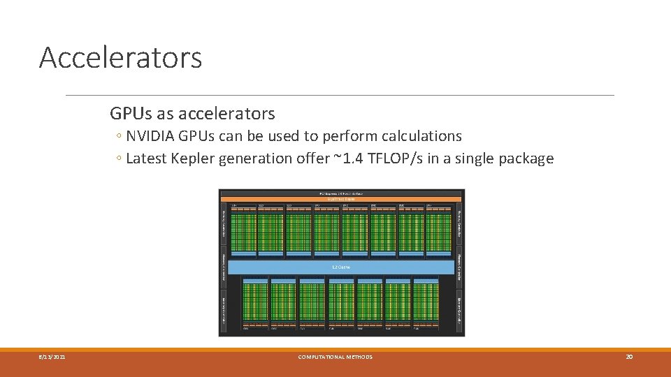 Accelerators GPUs as accelerators ◦ NVIDIA GPUs can be used to perform calculations ◦