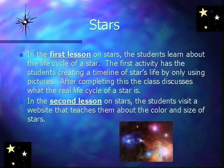 Lessons On Stars The Night Sky n Topics Moon Stars Planets